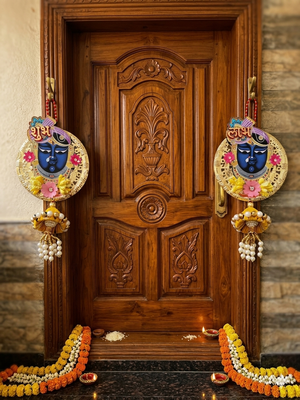 shubh labh shrinath ji door hanging decorative wall hanging home decor  (pack of 2) 3