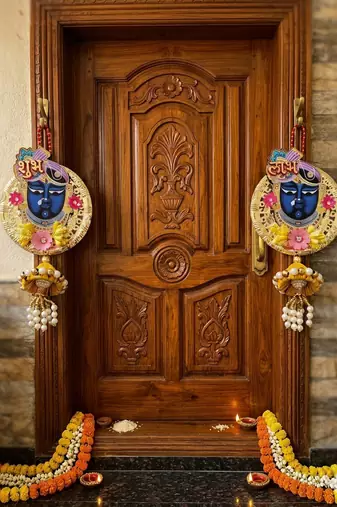 shubh labh shrinath ji door hanging decorative wall hanging home decor  (pack of 2)