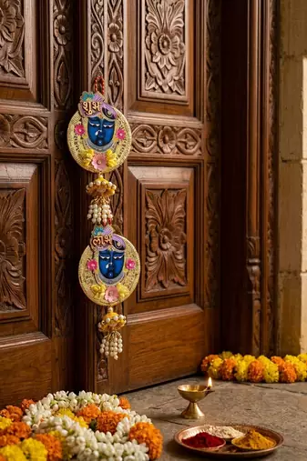 shubh labh shrinath ji door hanging decorative wall hanging home decor  (pack of 2)