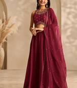 Maroon Embroidery Work Lehenga choli with dupatta.