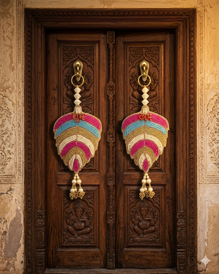shubh labh leaf patch door hanging handmade beaded wall hanging home decor (pack of 2) 3