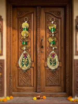 shubh labh patch door hanging handmade embroidered wall hanging home decor (pack of 2) 2