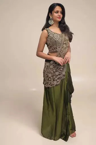 Regal silk blend embroidered saree 