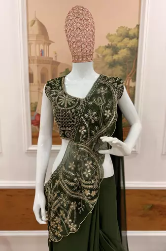 Regal silk blend embroidered saree 