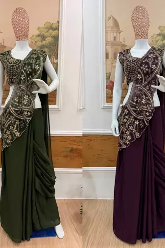 Regal silk blend embroidered saree