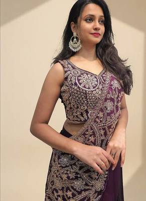 Regal silk blend embroidered saree 1