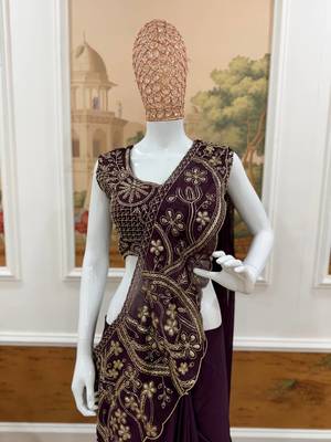 Regal silk blend embroidered saree 4