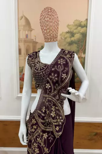Regal silk blend embroidered saree