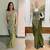 Olive green embroidered saree with intricate silver zari work