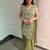 Olive green embroidered saree with intricate silver zari work