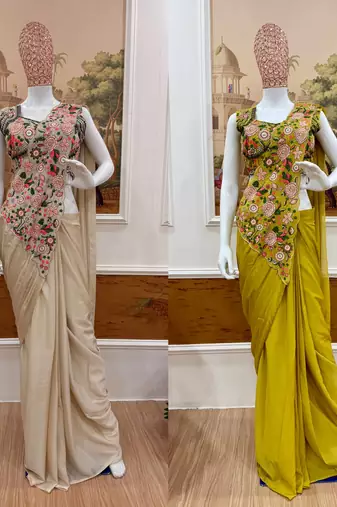 Floral embroidery saree
