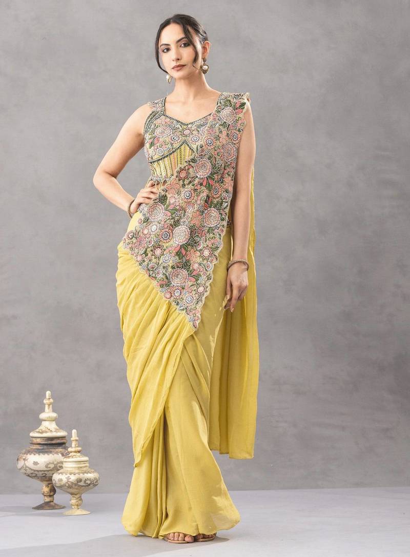 Floral embroidery saree