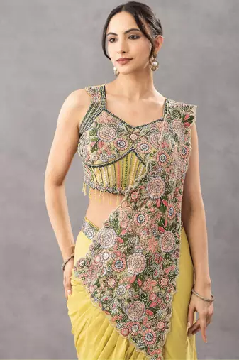 Floral embroidery saree
