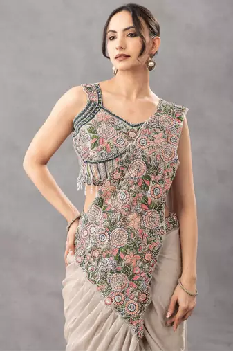 Floral embroidery saree