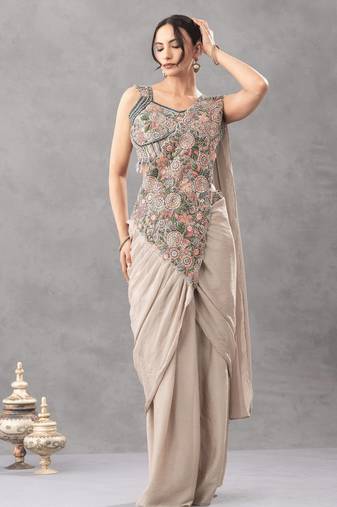 Floral embroidery saree