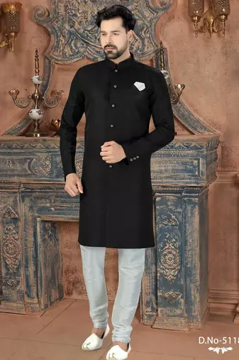 black classic nawabi indowestern sherwani set  & fancy botton
