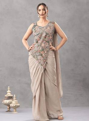 Floral embroidery saree 5