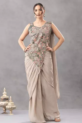 Floral embroidery saree
