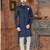 blue classic nawabi indowestern sherwani set  & fancy botton