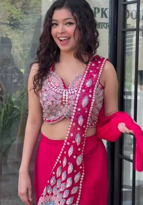 Royal fuchsia embroidered saree with peacock motif blouse 5