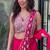 Royal fuchsia embroidered saree with peacock motif blouse