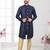 Nevy blue embroidered indo-western sherwani set with thread, stone & fancy button work.