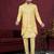 Yellow embroidered indo-western sherwani set with thread, stone & fancy button work.