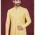 Yellow embroidered indo-western sherwani set with thread, stone & fancy button work.
