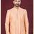 Peach embroidered indo-western sherwani set with thread, stone & fancy button work.