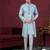 Sky blue embroidered indo-western sherwani set with thread, stone & fancy button work.