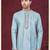 Sky blue embroidered indo-western sherwani set with thread, stone & fancy button work.