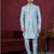 Sky blue embroidered indo-western sherwani set with thread, stone & fancy button work.