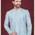 Sky blue embroidered indo-western sherwani set with thread, stone & fancy button work.