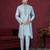 Sky blue embroidered indo-western sherwani set with thread, stone & fancy button work.