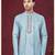 Sky blue embroidered indo-western sherwani set with thread, stone & fancy button work.