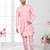 Pink embroidered indo-western sherwani set with thread, stone & fancy button work.