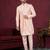 Peach embroidered indo-western sherwani set with thread, stone & fancy button work.