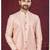 Peach embroidered indo-western sherwani set with thread, stone & fancy button work.