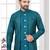 Rama green embroidered indo-western sherwani set with thread, stone & fancy button work.