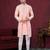 Peach embroidered indo-western sherwani set with thread, stone & fancy button work.