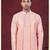 Peach embroidered indo-western sherwani set with thread, stone & fancy button work.