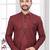 Maroon embroidered jacket attached indo-western sherwani set with thread, stone & fancy button work.