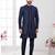 Nevy blue embroidered jacket attached indo-western sherwani set with thread, stone & fancy button work.