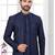 Nevy blue embroidered jacket attached indo-western sherwani set with thread, stone & fancy button work.