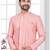 Peach embroidered jacket attached indo-western sherwani set with thread, stone & fancy button work.