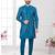 Blue embroidered jacket attached indo-western sherwani set with thread, stone & fancy button work.