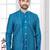 Blue embroidered jacket attached indo-western sherwani set with thread, stone & fancy button work.
