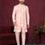 Peach embroidered jacket attached indo-western sherwani set with thread, stone & fancy button work.