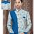 Firozi cream embroidered jacket attached indo-western sherwani set with thread, stone & fancy button work.