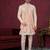Peach cream embroidered jacket attached indo-western sherwani set with thread, stone & fancy button work.